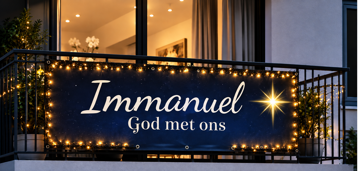 Balkonspandoek Immanuel God met ons