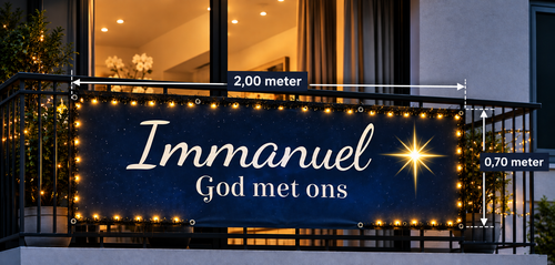 Balkonspandoek Immanuel God met ons